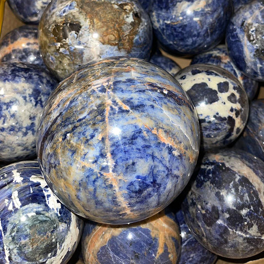 3” Sodalite Crystal Sphere – Polished Natural Healing Stone Ball for Meditation, Chakra Balancing, Reiki, and Home Décor