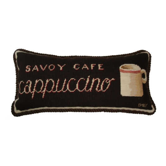 Handmade Wool Needlepoint Pillow Cover - Decorative Throw Cushion Cover - Vintage Floral Embroidery Design Emily Adamss designCafe Royale with cording