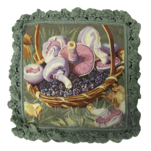 Handmade Wool Needlepoint Pillow Cover - Decorative Throw Cushion Cover - Vintage Floral Embroidery Design 2