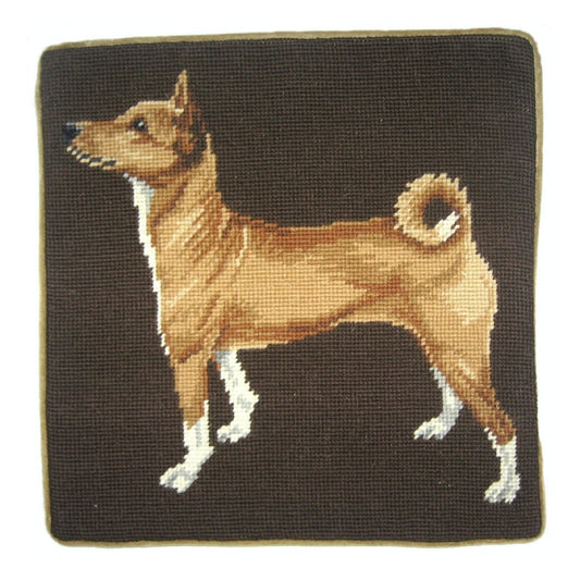 Handmade Wool Needlepoint Pillow Cover - Decorative Throw Cushion Cover - Vintage Floral Embroidery Design Janeness dog