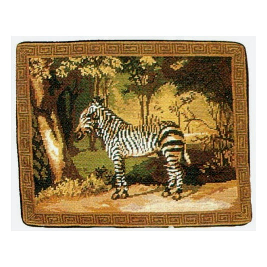 Handmade Wool Needlepoint Pillow Cover - Decorative Throw Cushion Cover - Vintage Floral Embroidery Design All Zebra