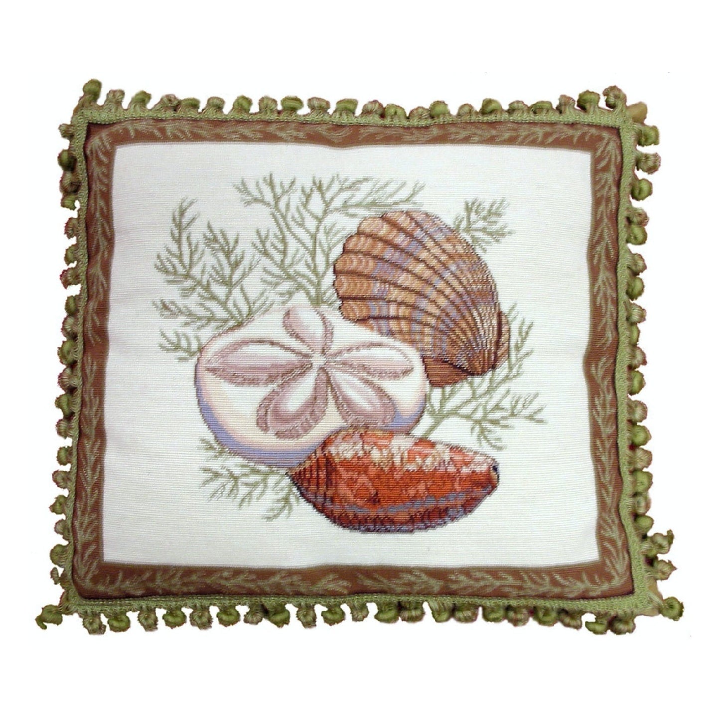 Handmade Wool Needlepoint Pillow Cover - Decorative Throw Cushion Cover - Vintage Floral Embroidery Design Wendy Russells shell -4 with tassel