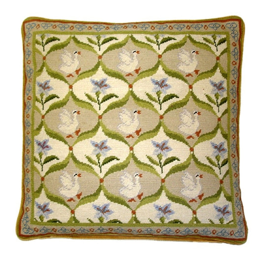 Handmade Wool Needlepoint Pillow Cover - Decorative Throw Cushion Cover - Vintage Floral Embroidery Design IIIVV
