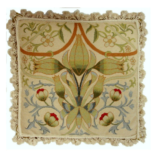 Handmade Wool Needlepoint Pillow Cover - Decorative Throw Cushion Cover - Vintage Floral Embroidery Design All  William Morrios bage Old Roses