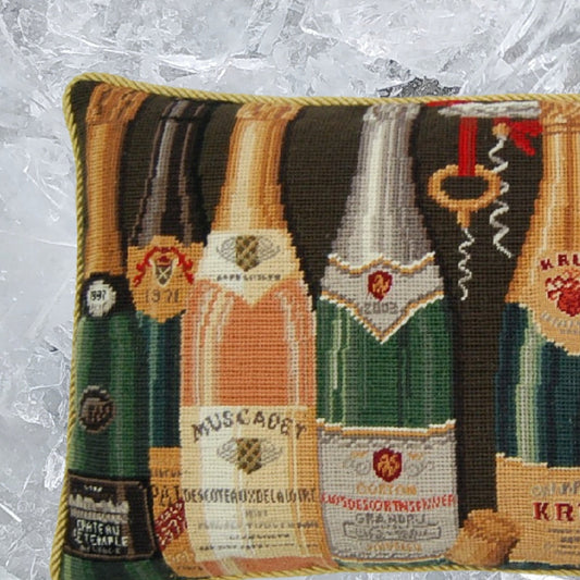 Handmade Wool Needlepoint Pillow Cover - Decorative Throw Cushion Cover - Vintage Floral Embroidery Design  with cording 1