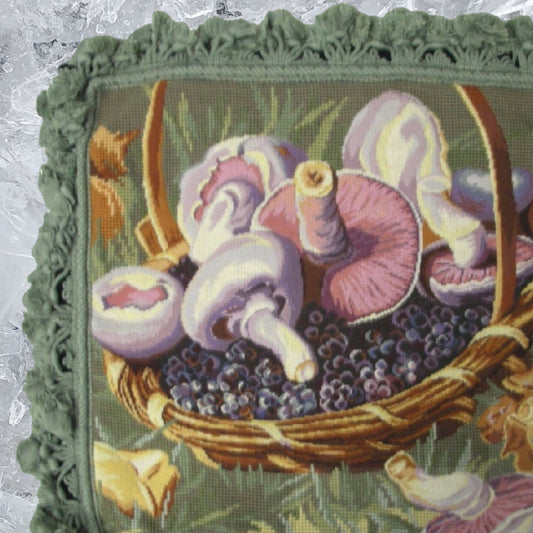 Handmade Wool Needlepoint Pillow Cover - Decorative Throw Cushion Cover - Vintage Floral Embroidery Design 2