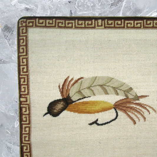 Handmade Wool Needlepoint Pillow Cover - Decorative Throw Cushion Cover - Vintage Floral Embroidery Design Fienst  white feather fish-hook