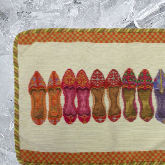 Handmade Wool Needlepoint Pillow Cover - Decorative Throw Cushion Cover - Vintage Floral Embroidery Design  5 pairs shoes with cording