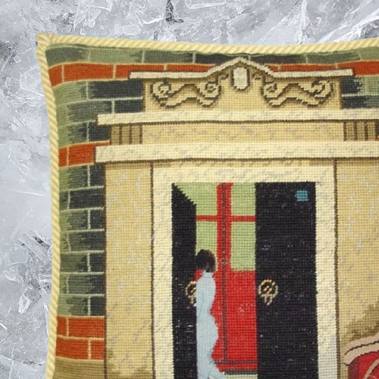 Handmade Wool Needlepoint Pillow Cover - Decorative Throw Cushion Cover - Vintage Floral Embroidery Design  Shanghai ShiKuMen with cording II