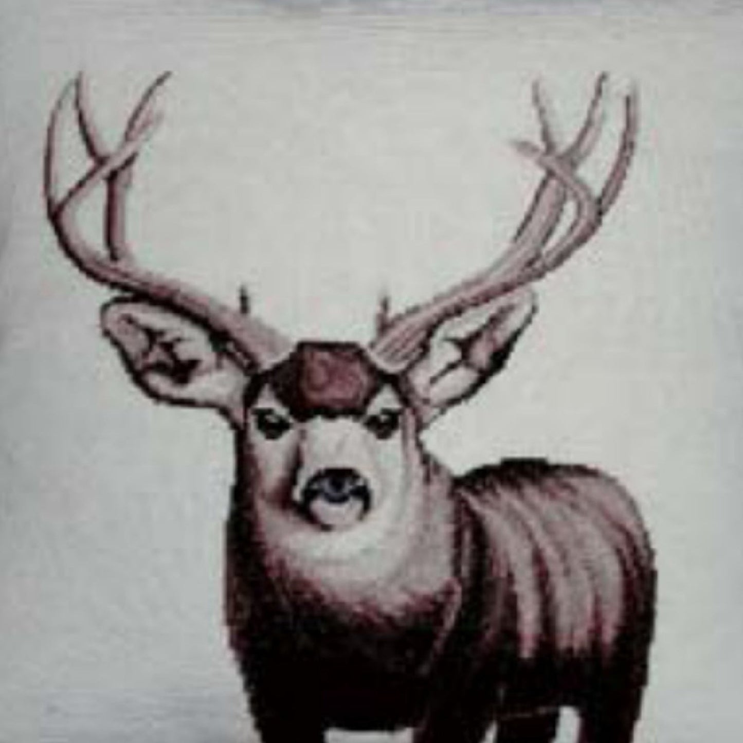 Handmade Wool Needlepoint Pillow Cover - Decorative Throw Cushion Cover - Vintage Floral Embroidery Design Moose with 3 color cording