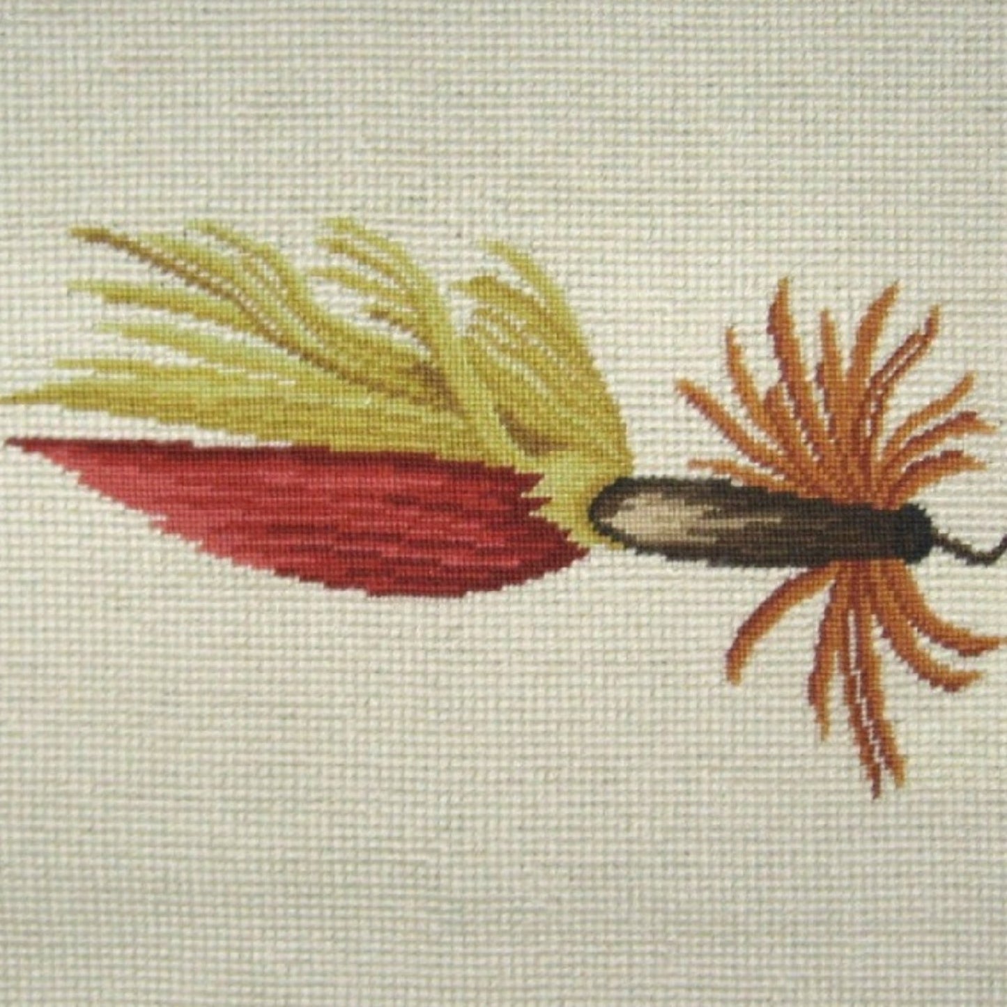 Handmade Wool Needlepoint Pillow Cover - Decorative Throw Cushion Cover - Vintage Floral Embroidery Design Fienst red-yellow fish-hook