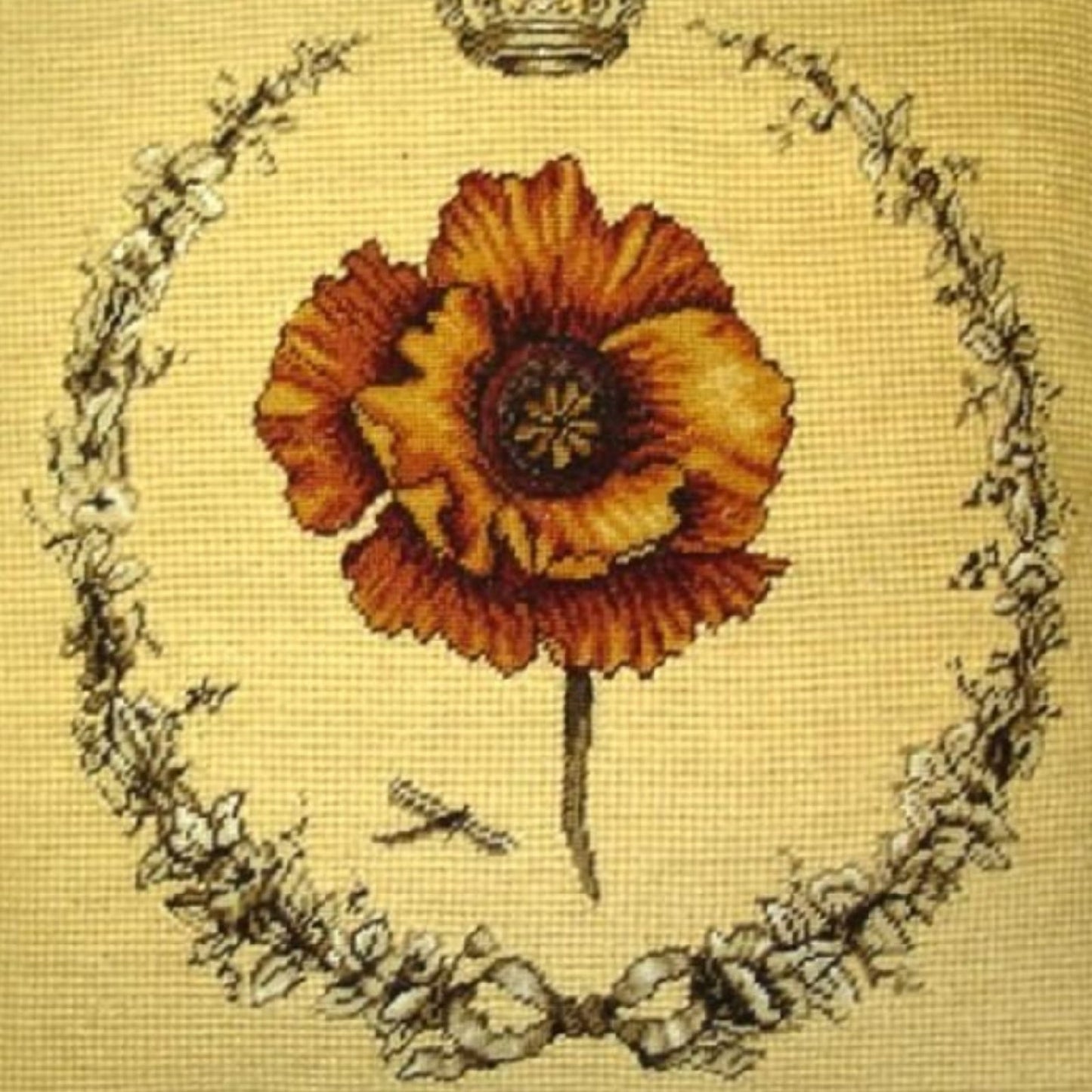 Handmade Wool Needlepoint Pillow Cover - Decorative Throw Cushion Cover - Vintage Floral Embroidery Design pansies