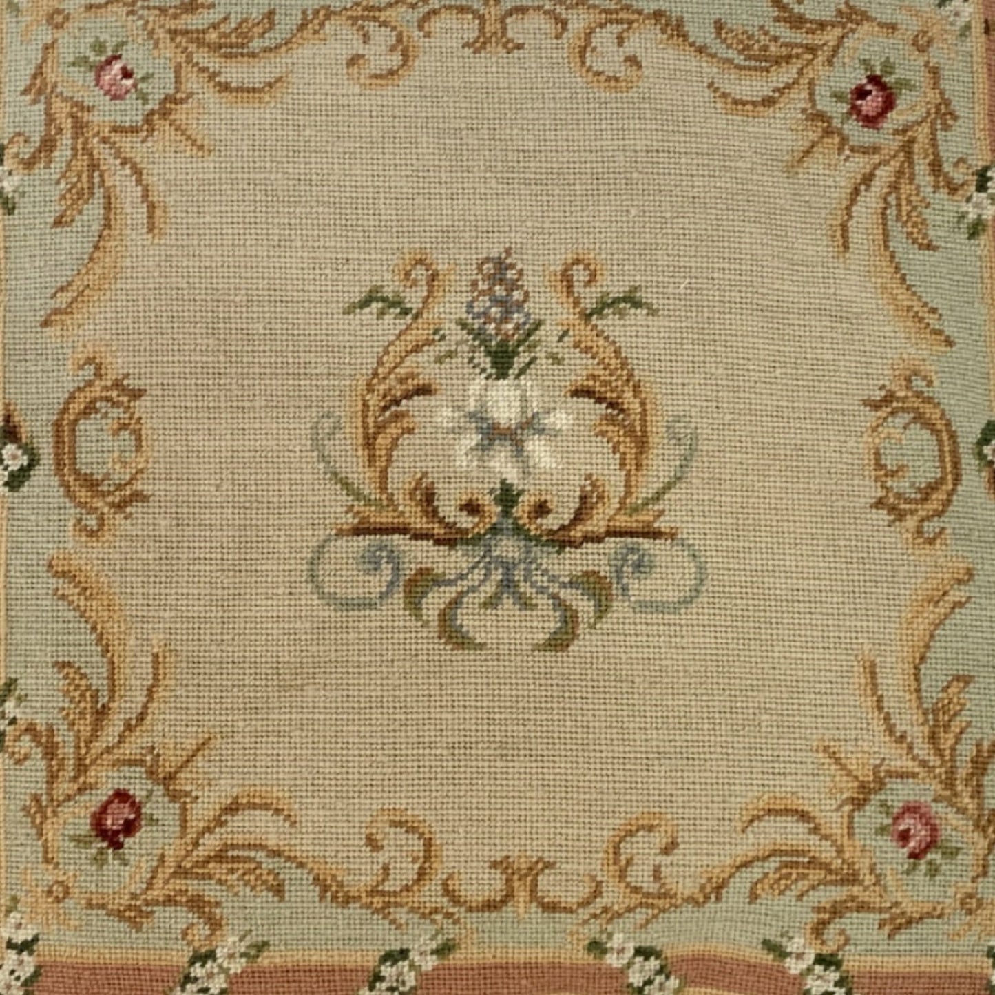 Handmade Wool Needlepoint Pillow Cover - Decorative Throw Cushion Cover - Vintage Floral Embroidery Design yellow harp floral with 3 color tassel