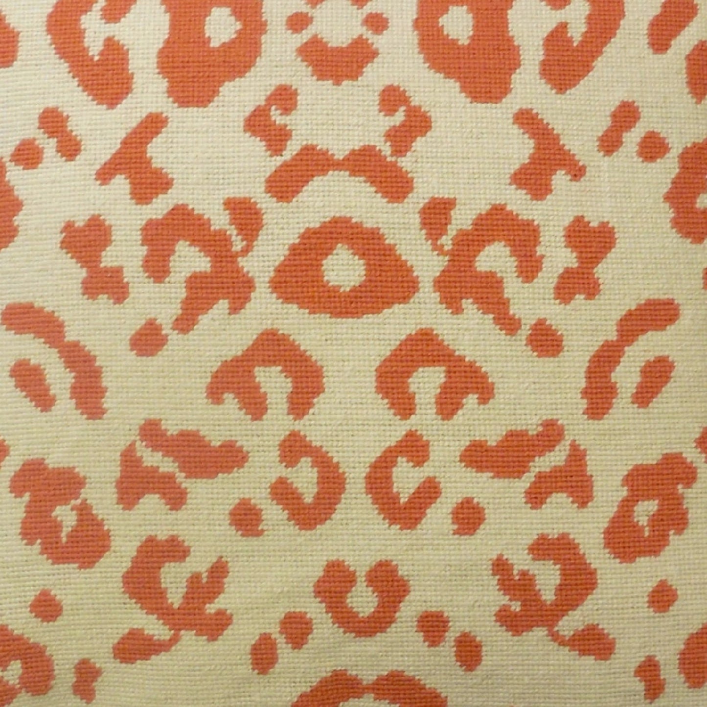 Handmade Wool Needlepoint Pillow Cover - Decorative Throw Cushion Cover - Vintage Floral Embroidery Design orange animal print with tassels
