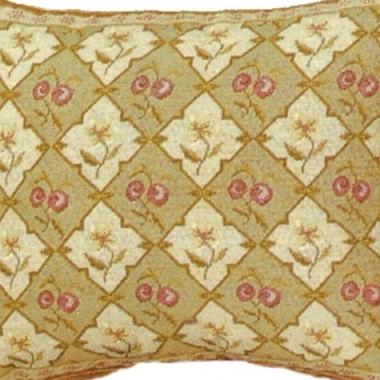 Handmade Wool Needlepoint Pillow Cover - Decorative Throw Cushion Cover - Vintage Floral Embroidery Design All cherry