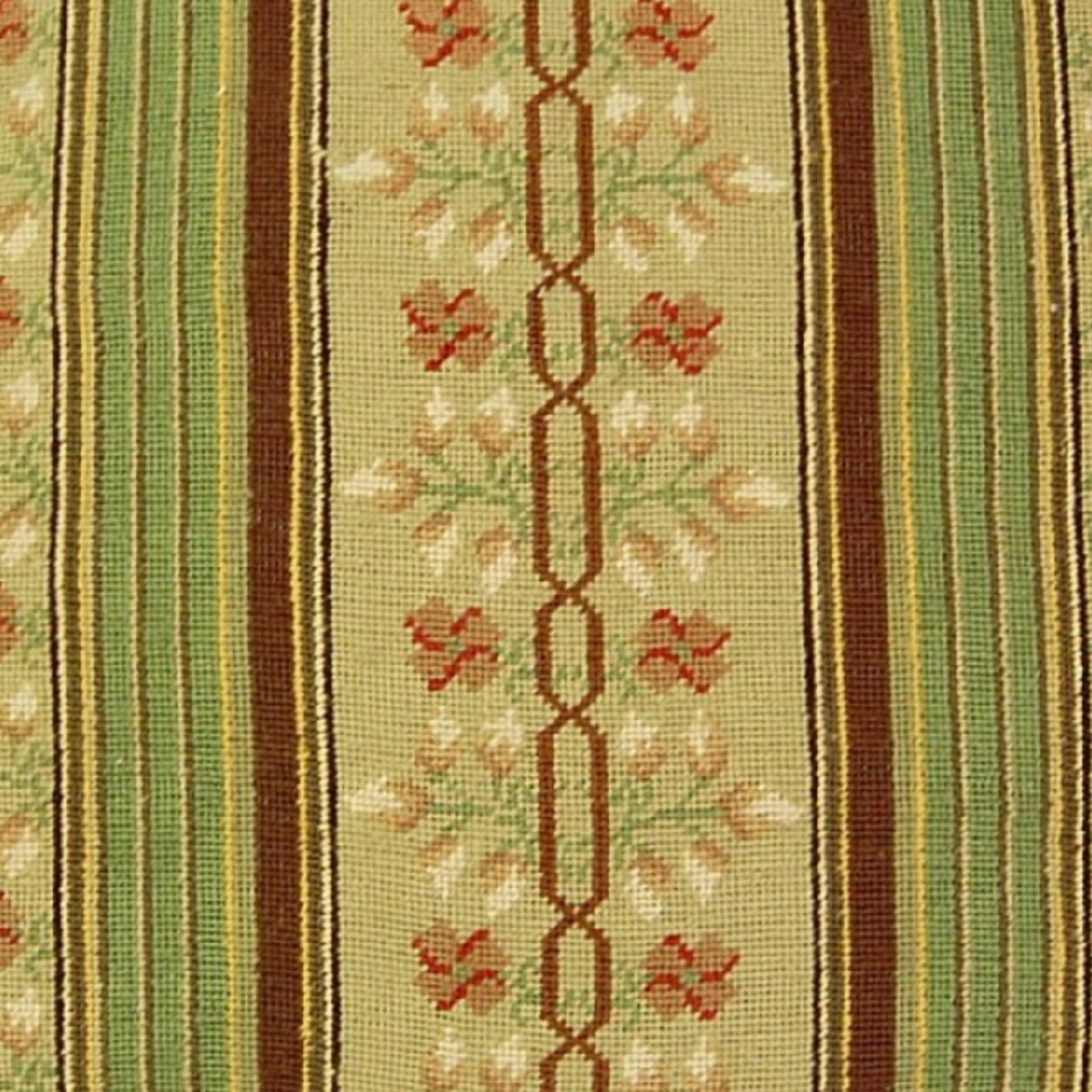 Handmade Wool Needlepoint Pillow Cover - Decorative Throw Cushion Cover - Vintage Floral Embroidery Design green/brown small patten center with 3 color tassels