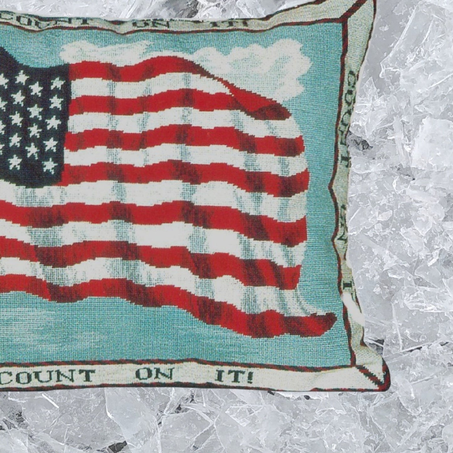 Handmade Wool Needlepoint Pillow Cover - Decorative Throw Cushion Cover - Vintage Floral Embroidery Design USA flag withCount On It