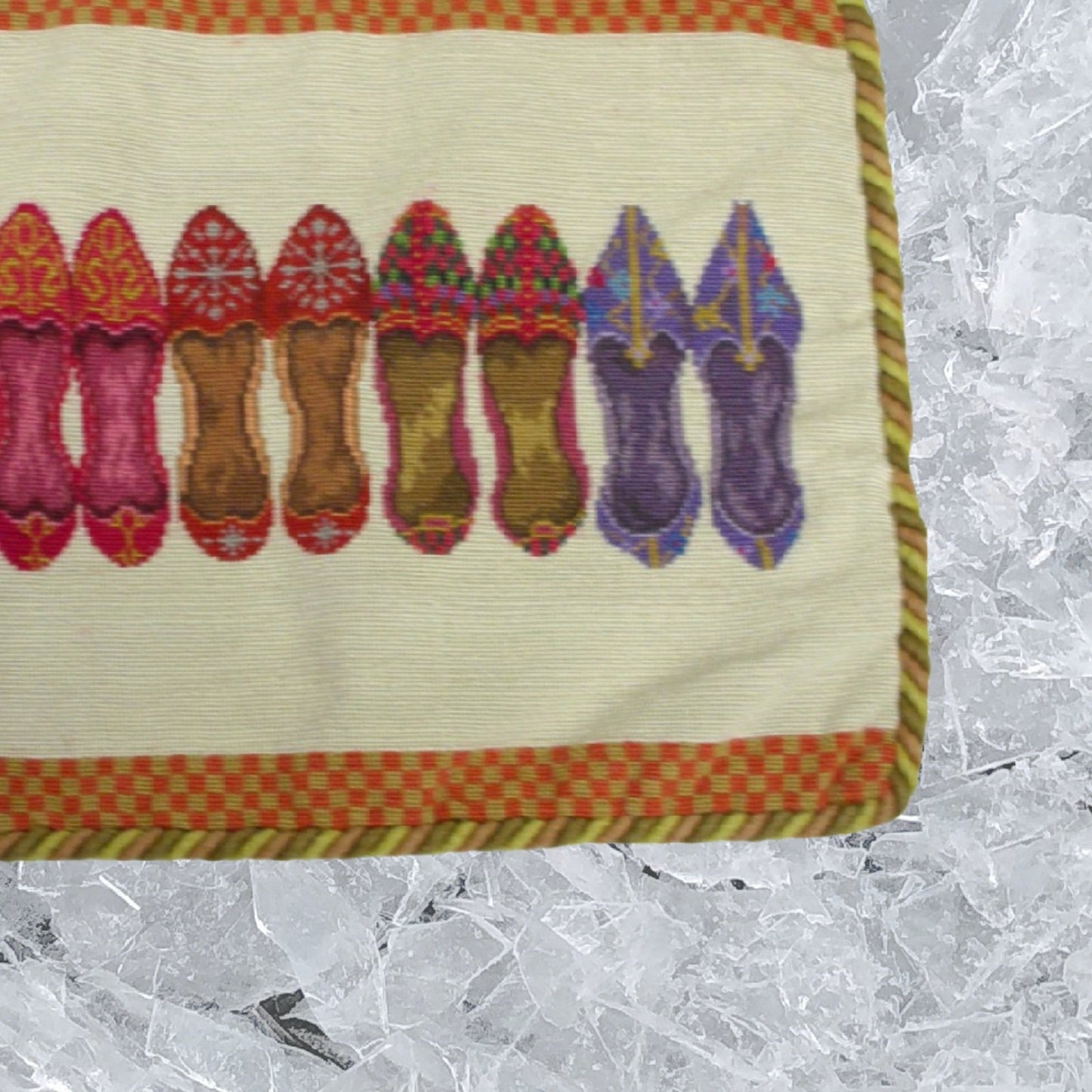 Handmade Wool Needlepoint Pillow Cover - Decorative Throw Cushion Cover - Vintage Floral Embroidery Design 5 pairs shoes with cording