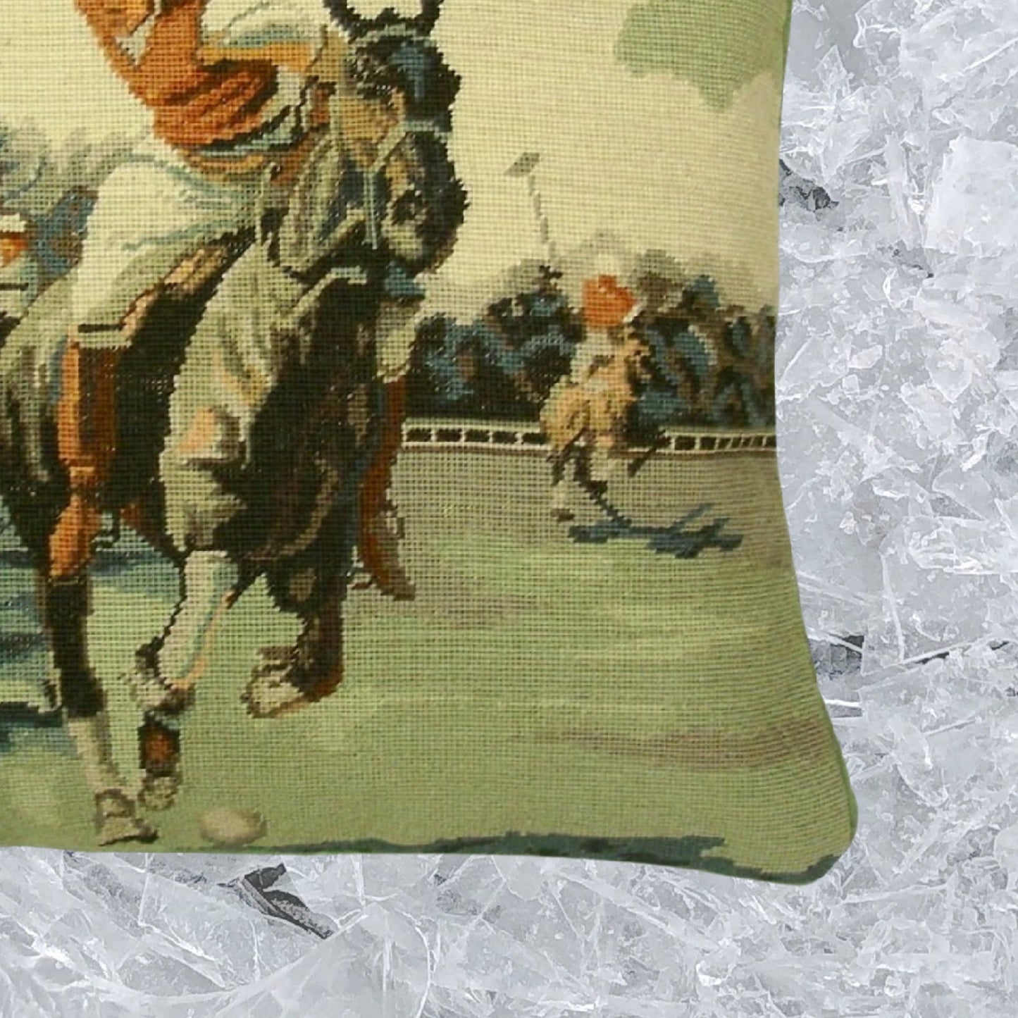 Handmade Wool Needlepoint Pillow Cover - Decorative Throw Cushion Cover - Vintage Floral Embroidery Design polo