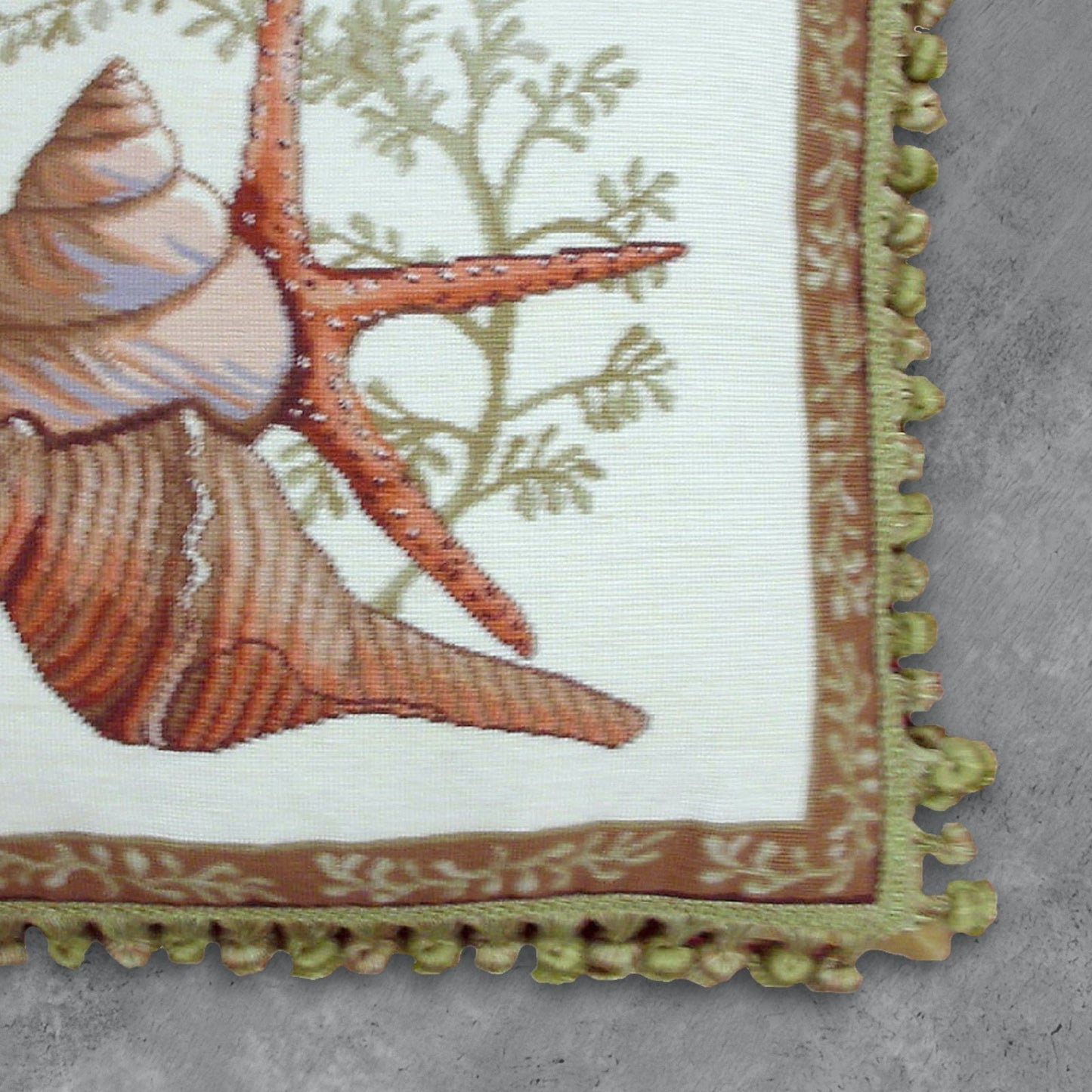 Handmade Wool Needlepoint Pillow Cover - Decorative Throw Cushion Cover - Vintage Floral Embroidery Design Wendy Russells shell -2 with tassel