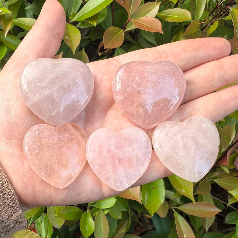 5PCS Heart-Shaped Healing Crystals – 4cm Polished Natural Stones for Chakra Balancing, Meditation, Reiki, and Spiritual Gifts