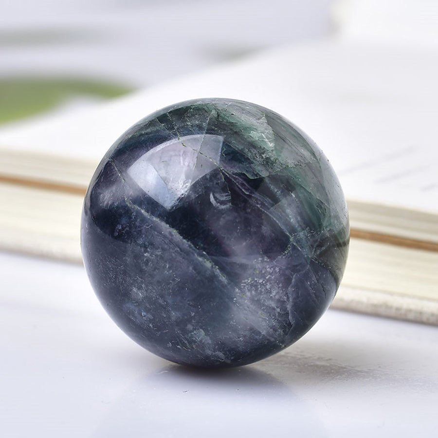 3” Polished Fluorite Sphere – Natural Healing Crystal, Feng Shui Decor