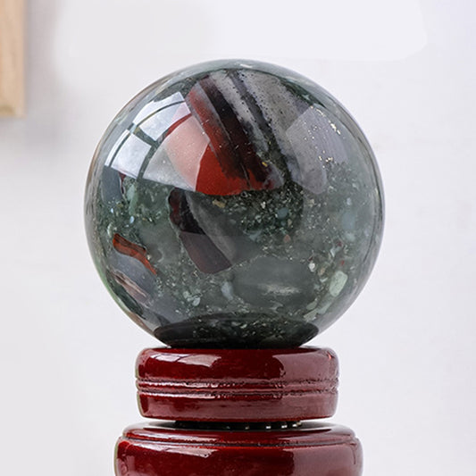 3-Inch African Bloodstone Crystal Ball – Natural Healing Sphere for Strength, Vitality, Protection, Meditation, and Energy Work