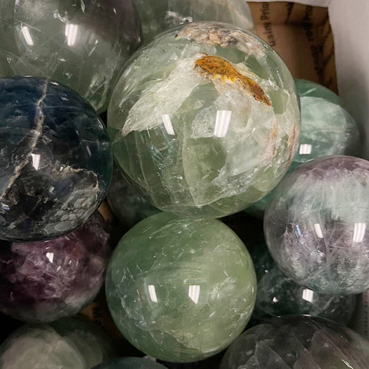 3” Polished Fluorite Sphere – Natural Healing Crystal, Feng Shui Decor