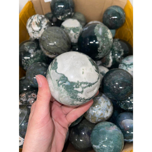 Create a Harmonious Home with our Moss Agate Sphere, the Perfect Fengshui Ornament