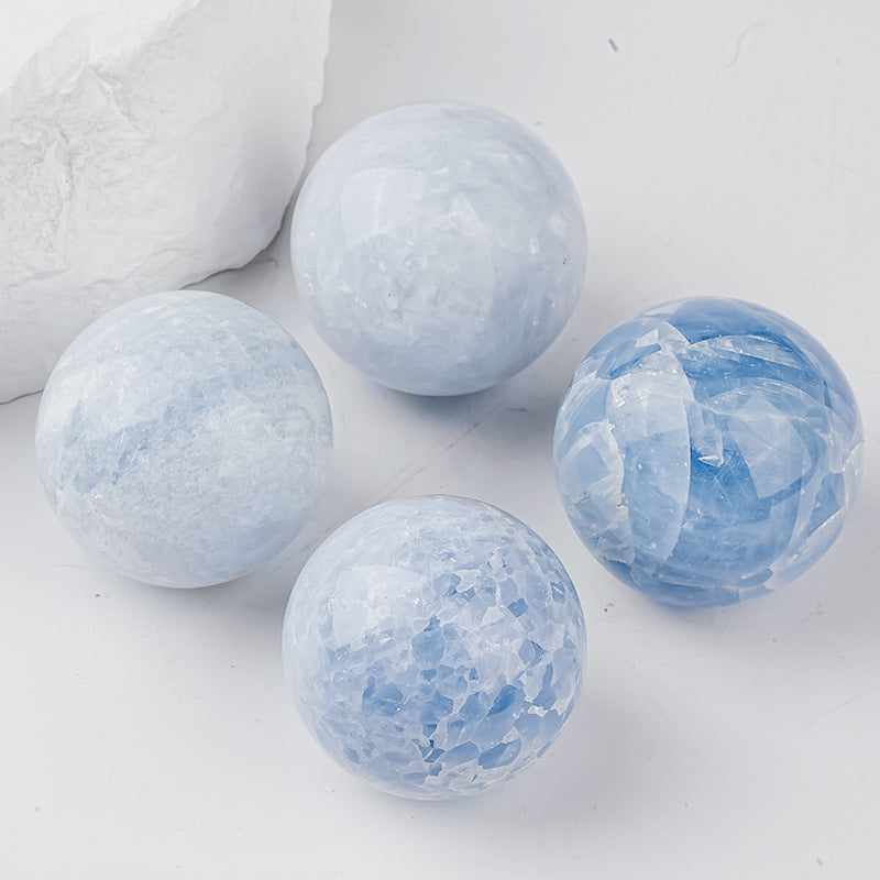 3” Polished Blue Celestite Crystal Sphere – Natural Celestine Ball for Peaceful Energy, Meditation & Home Déc