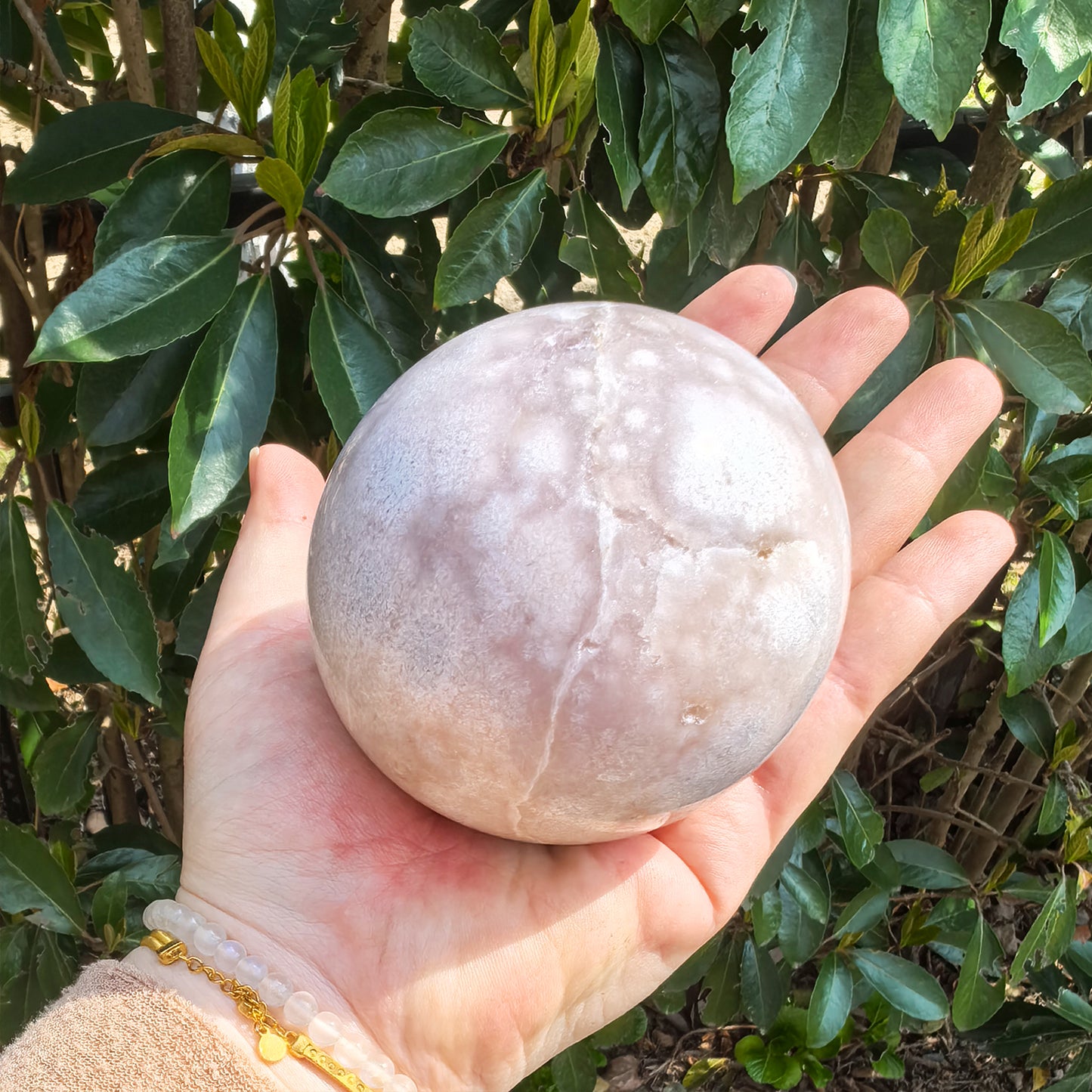 3” Flower Agate Sphere – Polished Natural Crystal Ball for Inner Growth, Emotional Healing, Meditation & Feminine Energy Décor