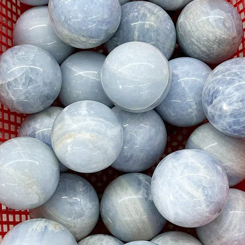 3” Polished Blue Celestite Crystal Sphere – Natural Celestine Ball for Peaceful Energy, Meditation & Home Déc