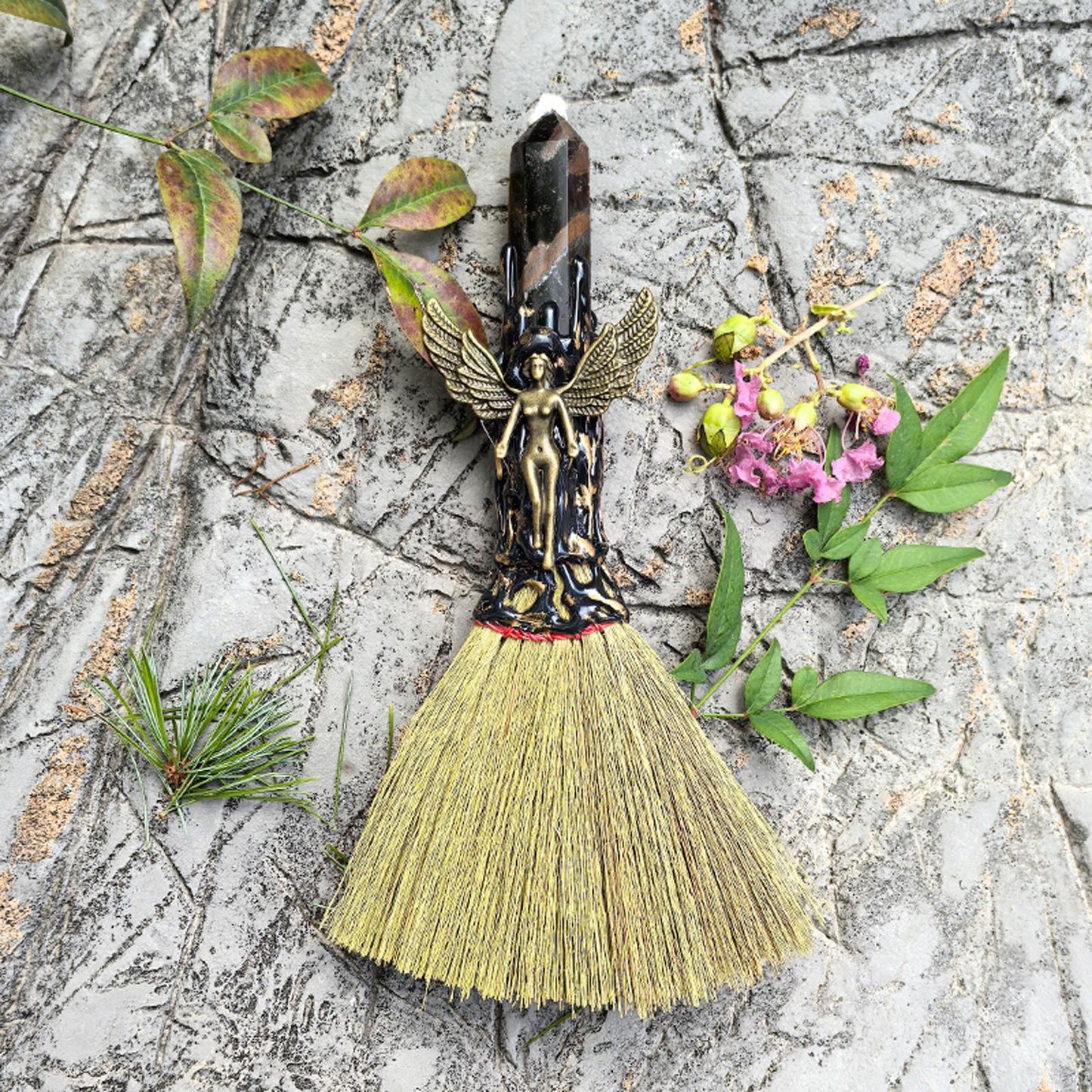 Natural Crystal Witch Broom Healing Crystal Point Witch Altar Supplies Witchcraft Supplies Witchcraft