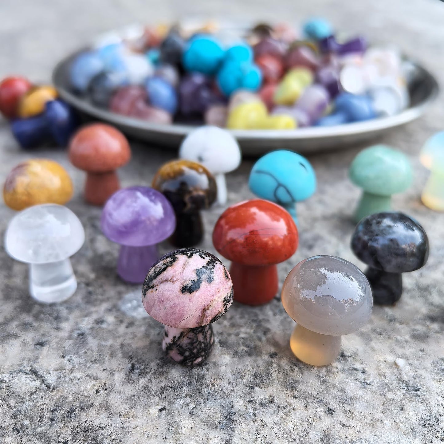 20 Pcs Mini Crystal Mushrooms - Healing Crystals for Mushroom Decor, Mushroom Figurines, Small Crystals, Mini Crystals, Mushroom Gifts, Mini Mushrooms for Home, Office, and Spiritual Use