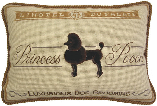 Needlepoint Hand-Embroidered Wool Throw Pillow Exquisite Home Designs with  Luxurious Dog Grooming with cording