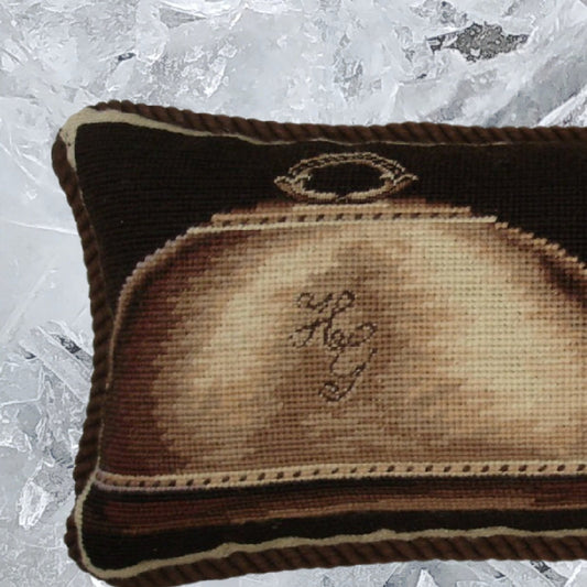 Handmade Wool Needlepoint Pillow Cover - Decorative Throw Cushion Cover - Vintage Floral Embroidery Design with on  Emily Adams designHotel Le Grand with cording