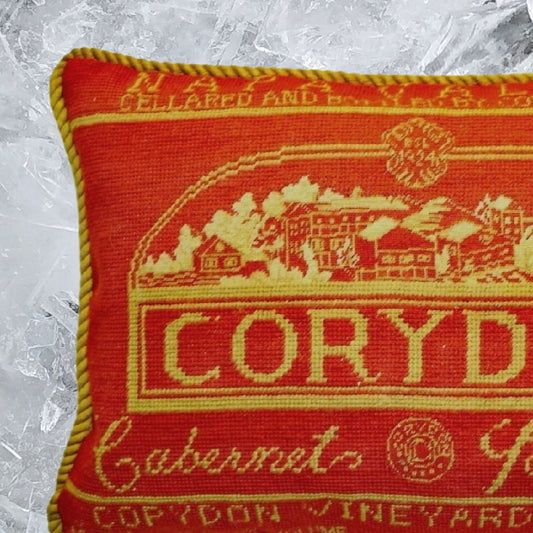 Handmade Wool Needlepoint Pillow Cover - Decorative Throw Cushion Cover - Vintage Floral Embroidery Design with   Corydon label gold cording