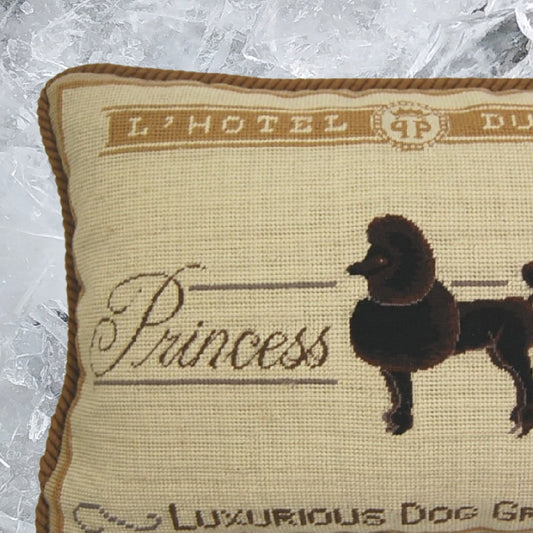 Handmade Wool Needlepoint Pillow Cover - Decorative Throw Cushion Cover - Vintage Floral Embroidery Design with  Luxurious Dog Grooming with cording
