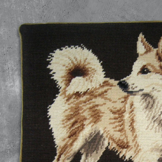Handmade Wool Needlepoint Pillow Cover - Decorative Throw Cushion Cover - Vintage Floral Embroidery Design yellow Spitz