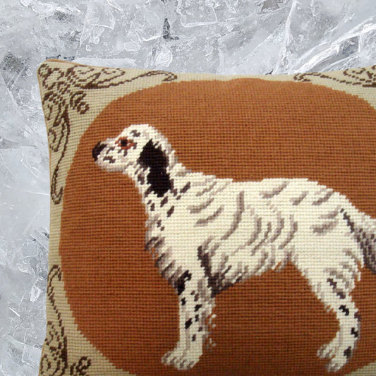 Handmade Wool Needlepoint Pillow Cover - Decorative Throw Cushion Cover - Vintage Floral Embroidery Design Setter