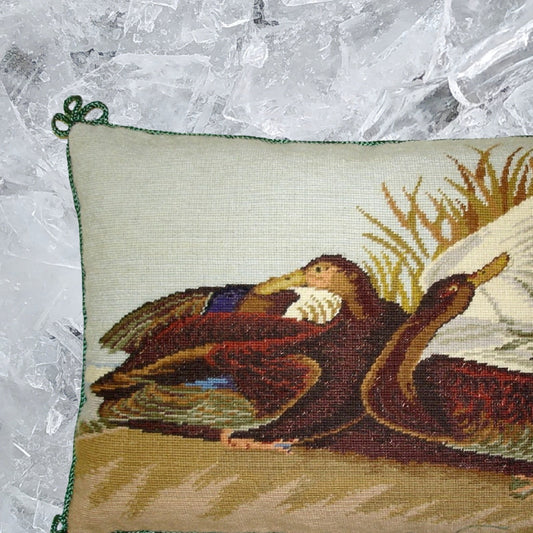 Handmade Wool Needlepoint Pillow Cover - Decorative Throw Cushion Cover - Vintage Floral Embroidery Design 5