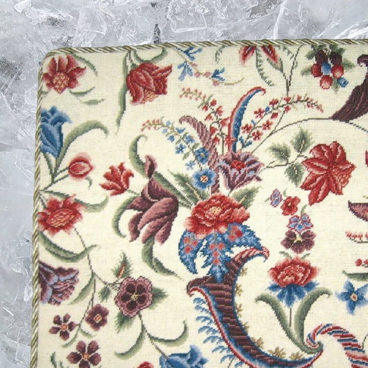 Handmade Wool Needlepoint Pillow Cover - Decorative Throw Cushion Cover - Vintage Floral Embroidery Design  tropical floral with cording