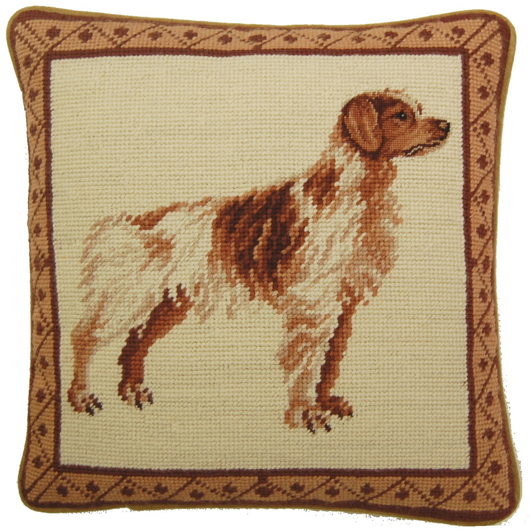 Needlepoint Hand-Embroidered Wool Throw Pillow Exquisite Home Designs on Spaniel face rest grosspoint