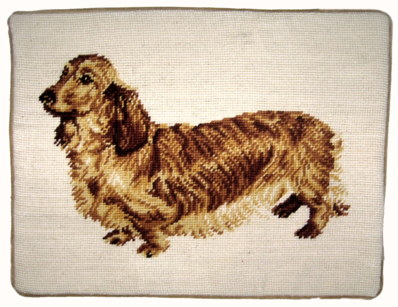 Needlepoint Hand-Embroidered Wool Throw Pillow Exquisite Home Designs brown Sussex spaniel