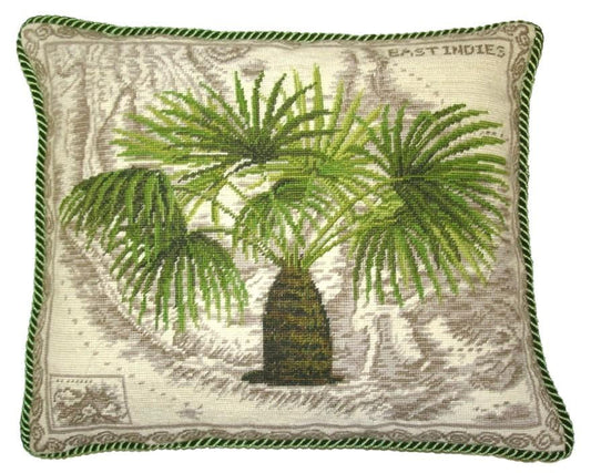 Needlepoint Hand-Embroidered Wool Throw Pillow Exquisite Home Designs East Indies