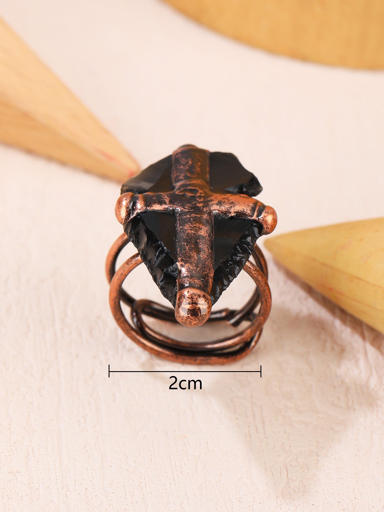 Natural Hand Knock Obsidian Arrow Opening Adjustable Fashion Ring