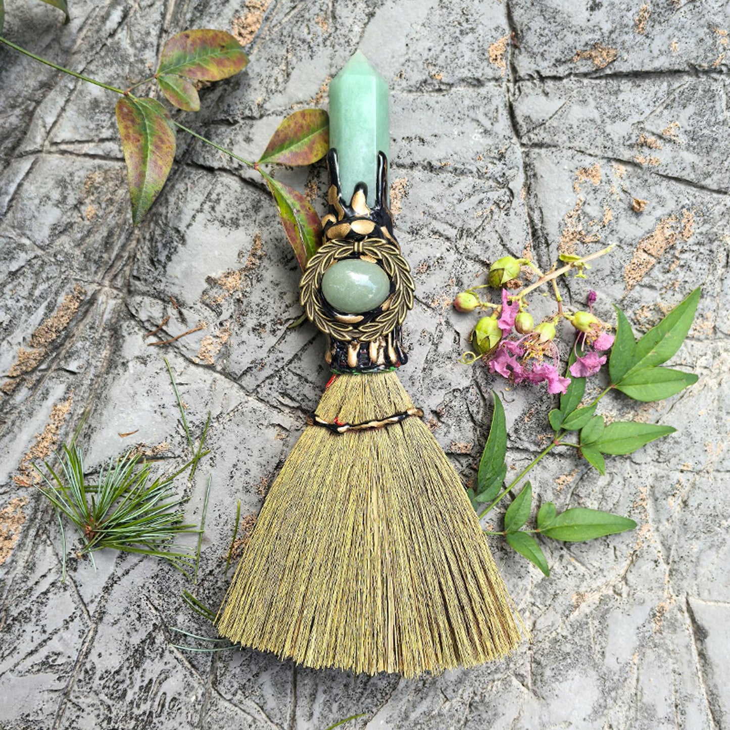 Natural Crystal Witch Broom Healing Crystal Point Witch Altar Supplies Witchcraft Supplies Witchcraft