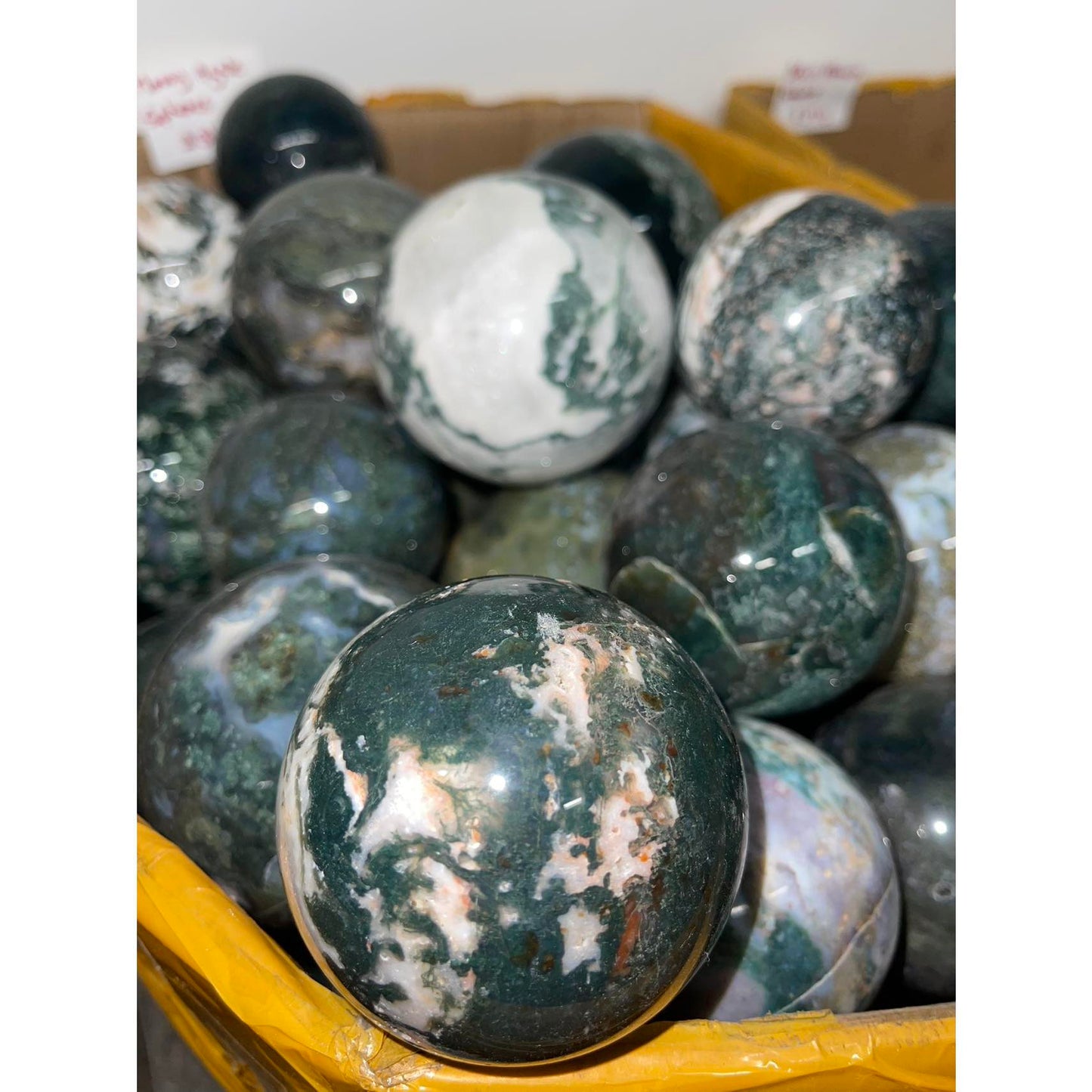 Create a Harmonious Home with our Moss Agate Sphere, the Perfect Fengshui Ornament