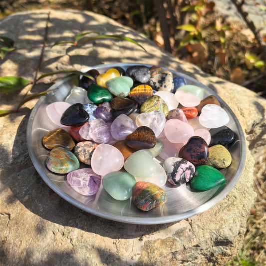 20 Pcs Heart Crystal Set – 2cm Mini Gemstone Hearts for Healing, Chakra Balancing, Reiki, Spiritual Gifts, Crystal Grid Stones